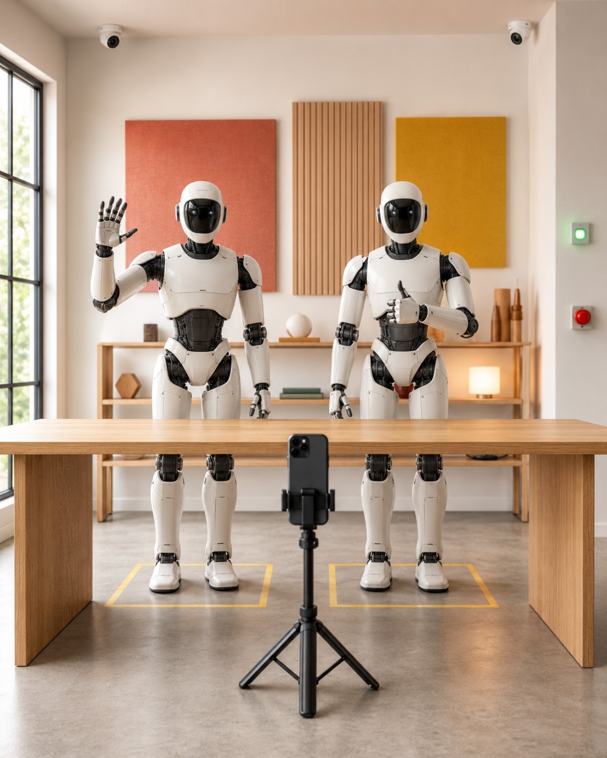 Welcome room with robots